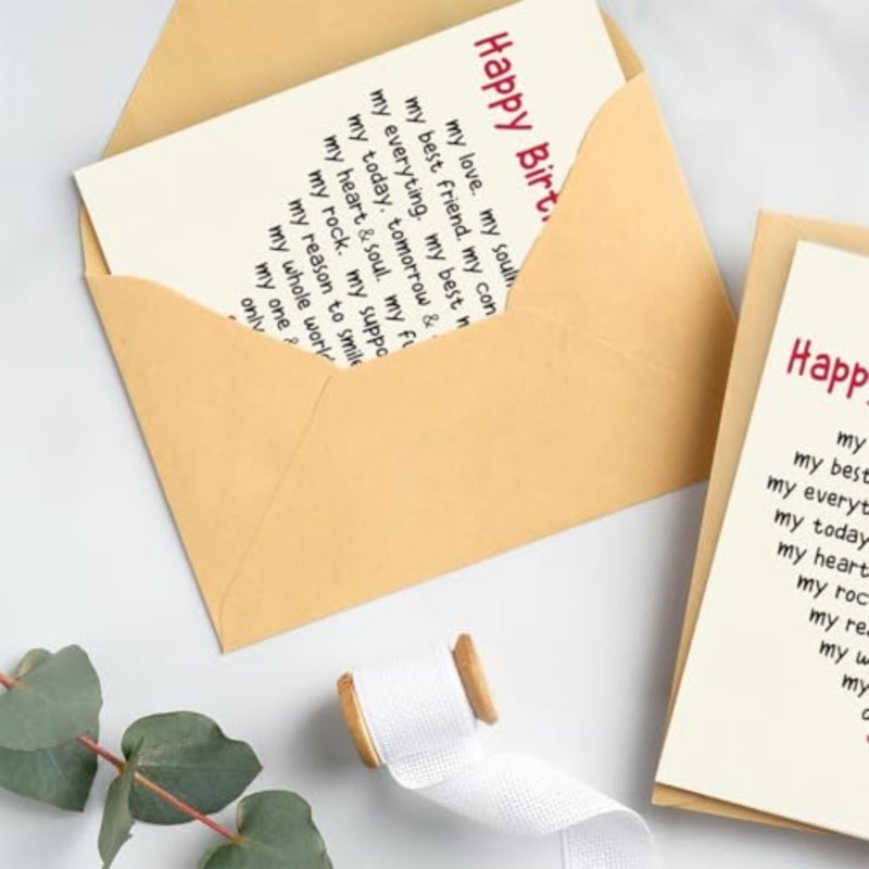 Wife Birthday Card, Funny Romantic Greeting Card for Her from Husband, Cute Bday Card for Girlfriend, Fiancé, Boyfriend, or Him, Love Appreciation Gift Card with Envelope 5x7 Inch - Image 5