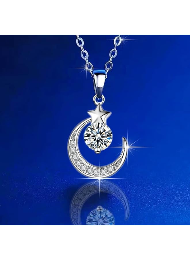 erorex Jewelery Set For Women Girls 925 Silver Necklace And Earrings Set Heart Moon Pendant Cubic Zirconia Women'S Necklace Jewelery Set - Image 2
