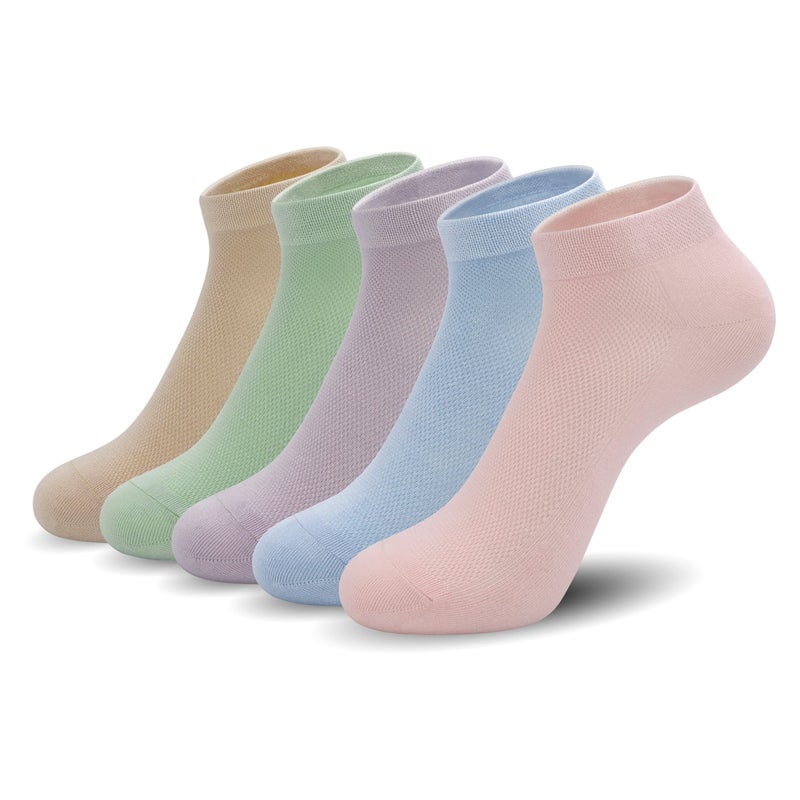 SERISIMPLE Thin Ankle Socks for Women Viscose Bamboo Mesh Breathable Lightweight Casual Moisture Wicking Cool Comfort Low Cut Socks 5 Pairs (Small, Assorted3) - Image 1