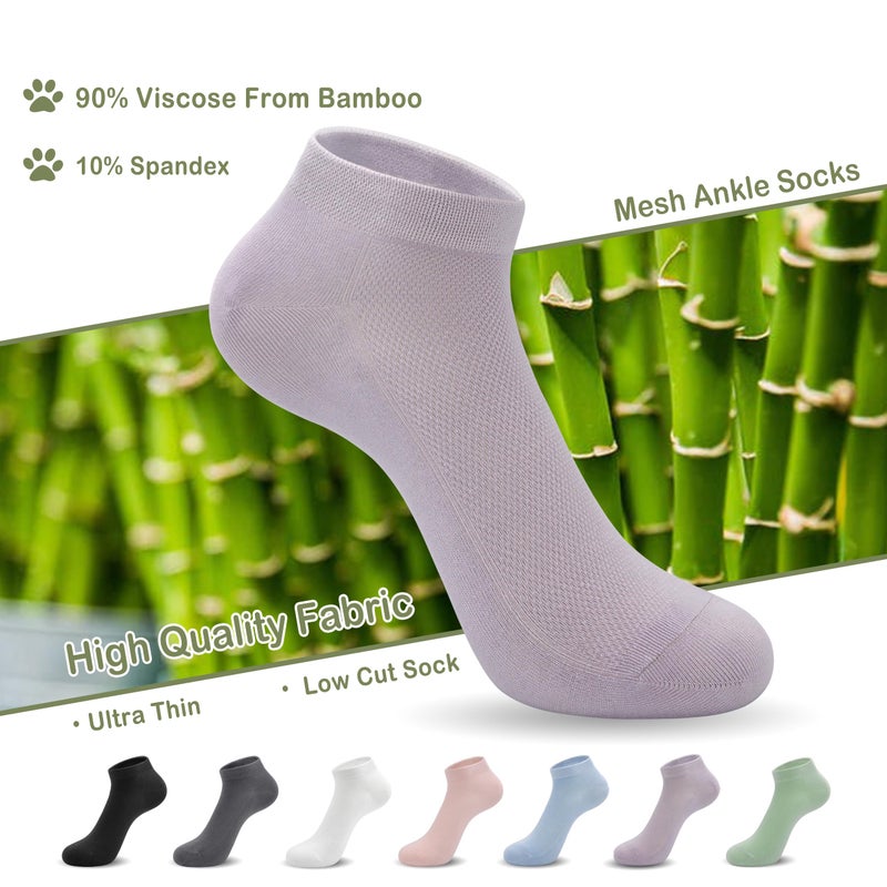 SERISIMPLE Thin Ankle Socks for Women Viscose Bamboo Mesh Breathable Lightweight Casual Moisture Wicking Cool Comfort Low Cut Socks 5 Pairs (Small, Assorted3) - Image 4