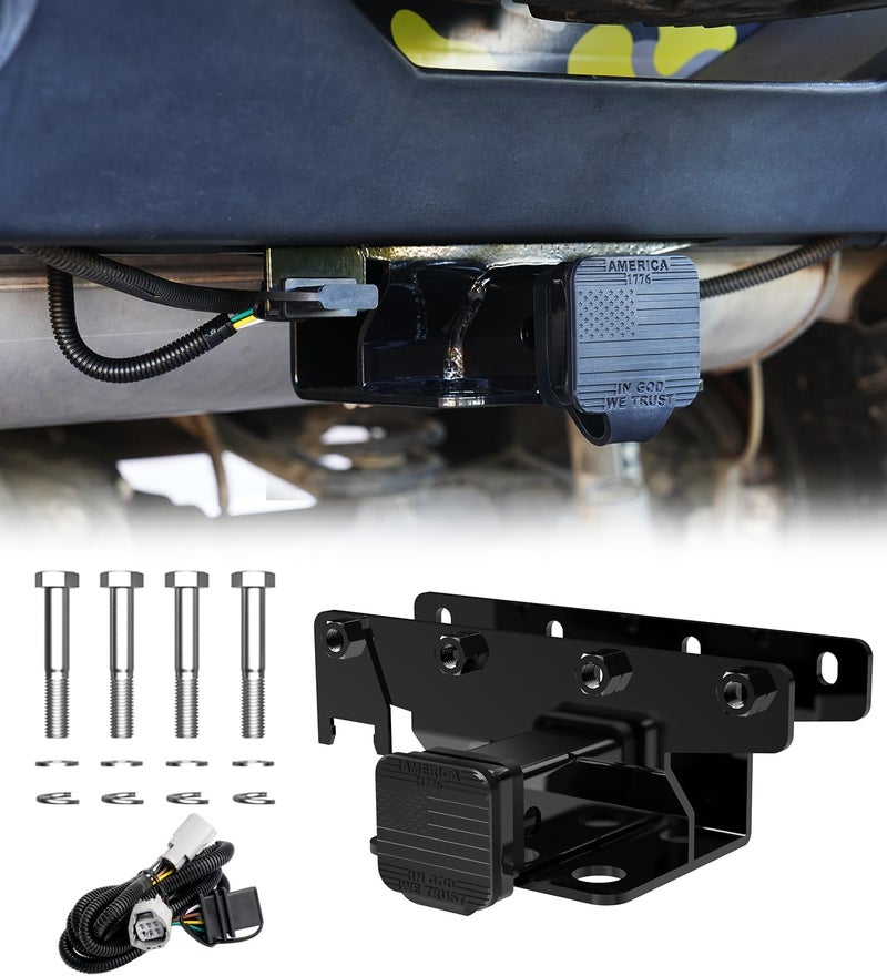 Xprite 2" Inch Rear Towing Hitch Receiver with Harness & Hitch Cover for 2007-2018 Jeep Wrangler JK JKU - Image 1