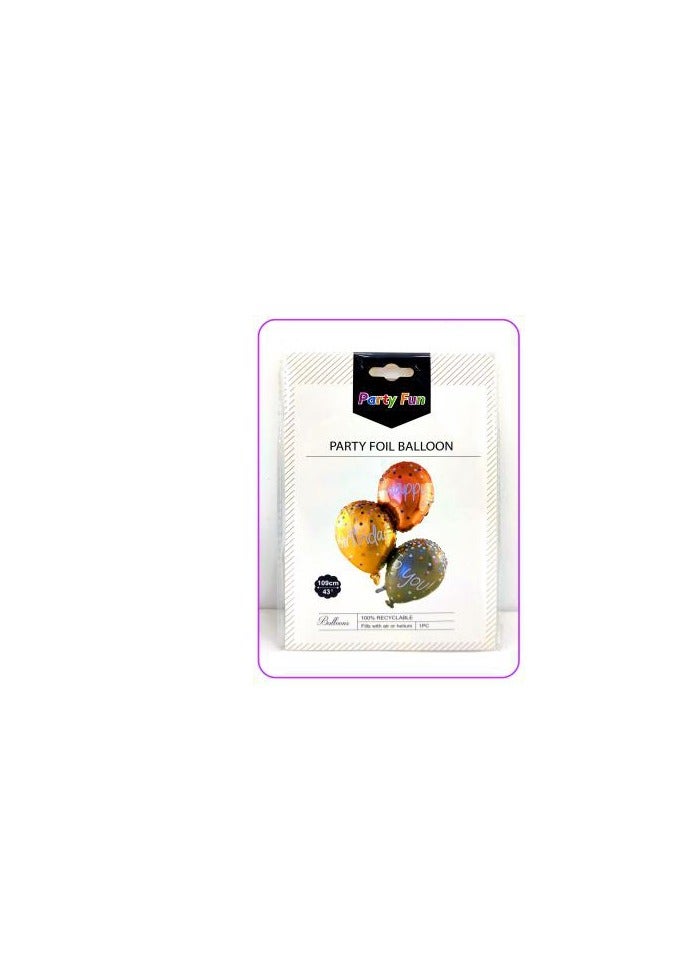 Foil Balloon Happy Birthday ToYou 43" 3Pcs Card