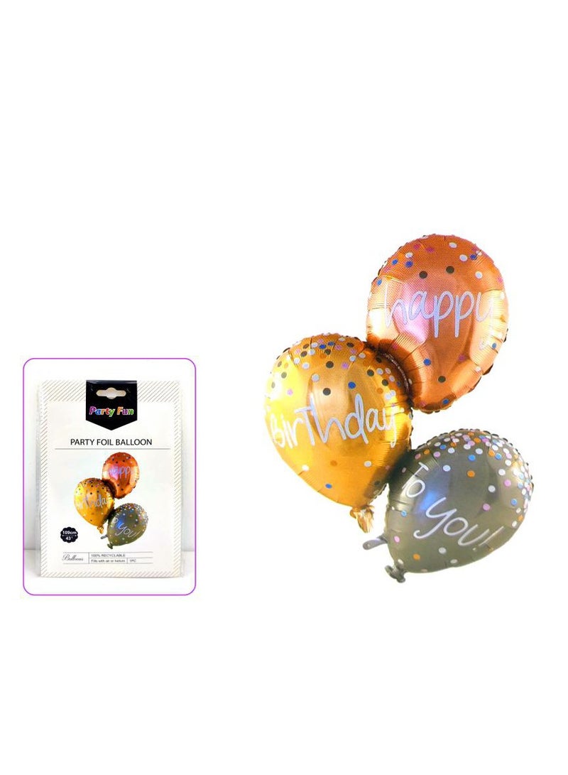 Foil Balloon Happy Birthday ToYou 43" 3Pcs Card