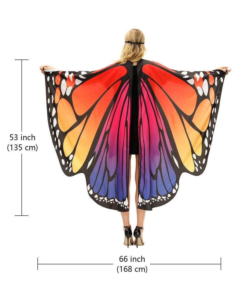 TONAK Butterfly Cape Costume Adult, Halloween Butterfly Wings Costume Women Colorful Festival Butterfl Wings Shawl Cape - Image 4
