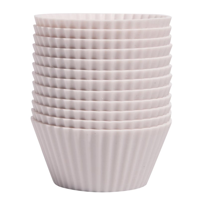 The Silicone Kitchen Reusable Silicone Baking Cups, Non-Toxic, BPA Free, Dishwasher Safe, Regular, Pack of 12, Designer White - Image 1