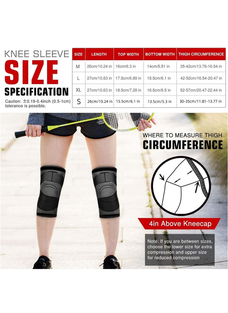 Cuken 2-Piece Knee Brace Compression Knee Sleeve Sports Knee Brace for Men & Women Knee Pad Support Running Cycling Basketball with Adjustable Strap Wrap  - Image 2