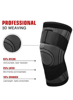 Cuken 2-Piece Knee Brace Compression Knee Sleeve Sports Knee Brace for Men & Women Knee Pad Support Running Cycling Basketball with Adjustable Strap Wrap  - Image 3