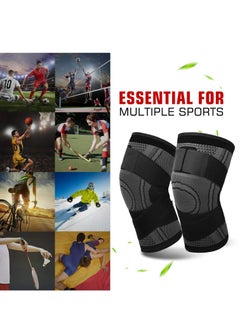 Cuken 2-Piece Knee Brace Compression Knee Sleeve Sports Knee Brace for Men & Women Knee Pad Support Running Cycling Basketball with Adjustable Strap Wrap  - Image 5