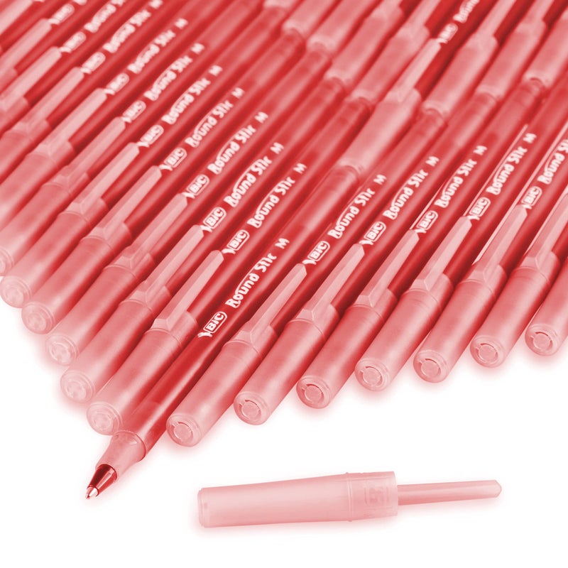 BIC Round Stic Xtra Life Red Ballpoint Pens, Medium Point (1.0mm), 36-Count Pack of Bulk Pens, Flexible Round Barrel for Writing Comfort, No. 1 Selling Ballpoint Pens - Image 3