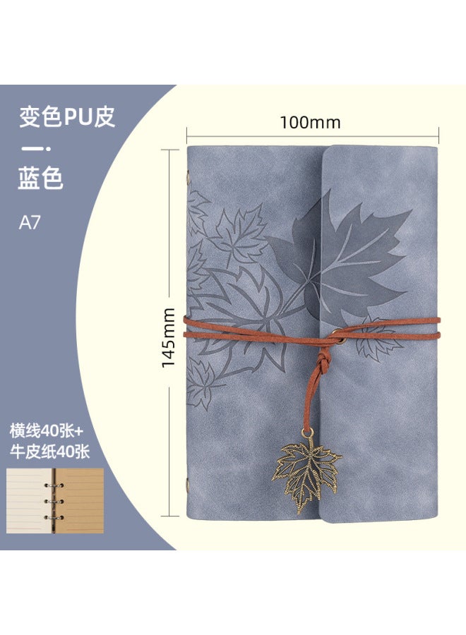 Boyi Retro Travel Pu Hand Ledger Soft Leather Loose-leaf Notebook A6a7 Portable Notebook Maple Leaf Diary - Image 1
