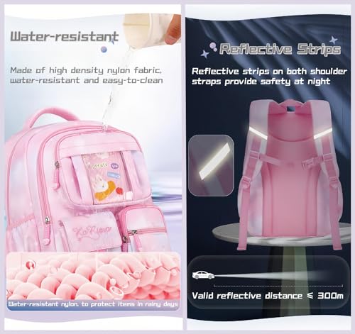 Bansusu Kawaii Girls Backpack for School with Furry Pendant, Multi-Pocket Girls School Bags Backpack for Kids, B05-Purple - Image 5