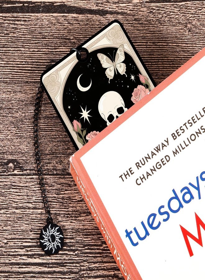 Fleure Esme Halloween Bookmarks Halloween Spooky Skeleton Tarot Metal Bookmark for Book Lovers Gifts Boo Basket Stuffers for Kids Her Him Spooky Season Horror Gift Skull Tarot Card Bookmark for Teens Women Men - Image 3
