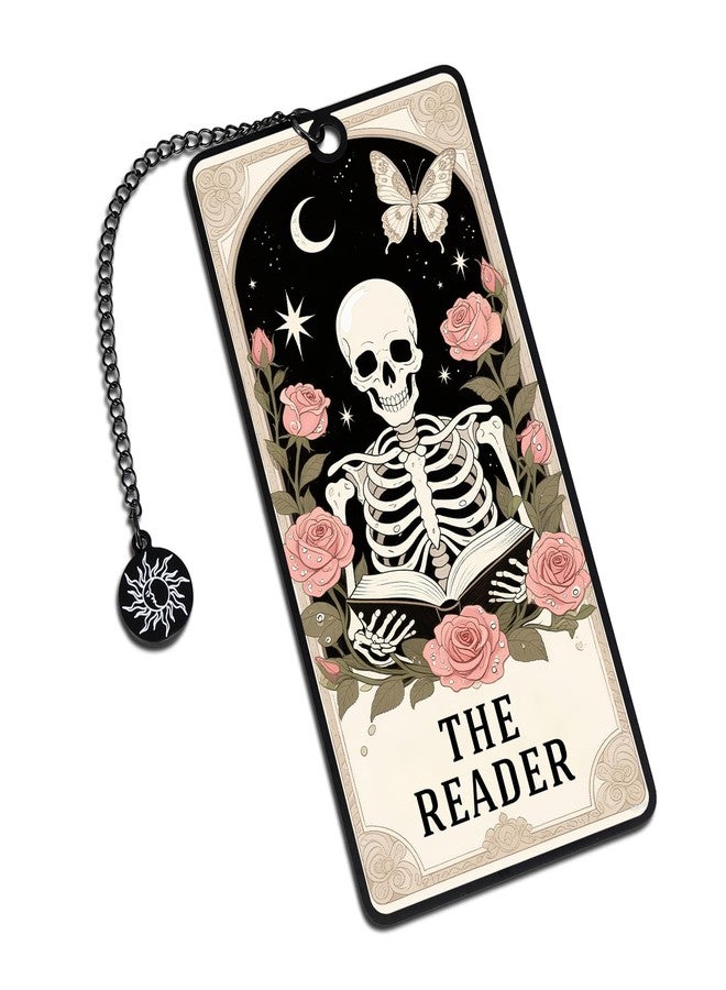 Fleure Esme Halloween Bookmarks Halloween Spooky Skeleton Tarot Metal Bookmark for Book Lovers Gifts Boo Basket Stuffers for Kids Her Him Spooky Season Horror Gift Skull Tarot Card Bookmark for Teens Women Men - Image 1