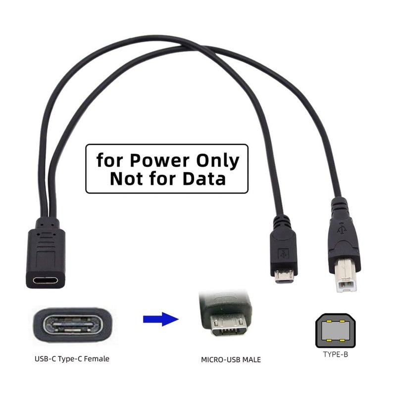 تشينيانغ كابل شحن متعدد الوصلات من نوع USB C Splitter، كابل تمديد من نوع USB C (مناظرة واحدة إلى ذكورتين أو منفذ Micro USB) يدعم شحن جهازين في نفس الوقت، طول الكابل: 0.98 قدم (0.3 متر). - Image 4