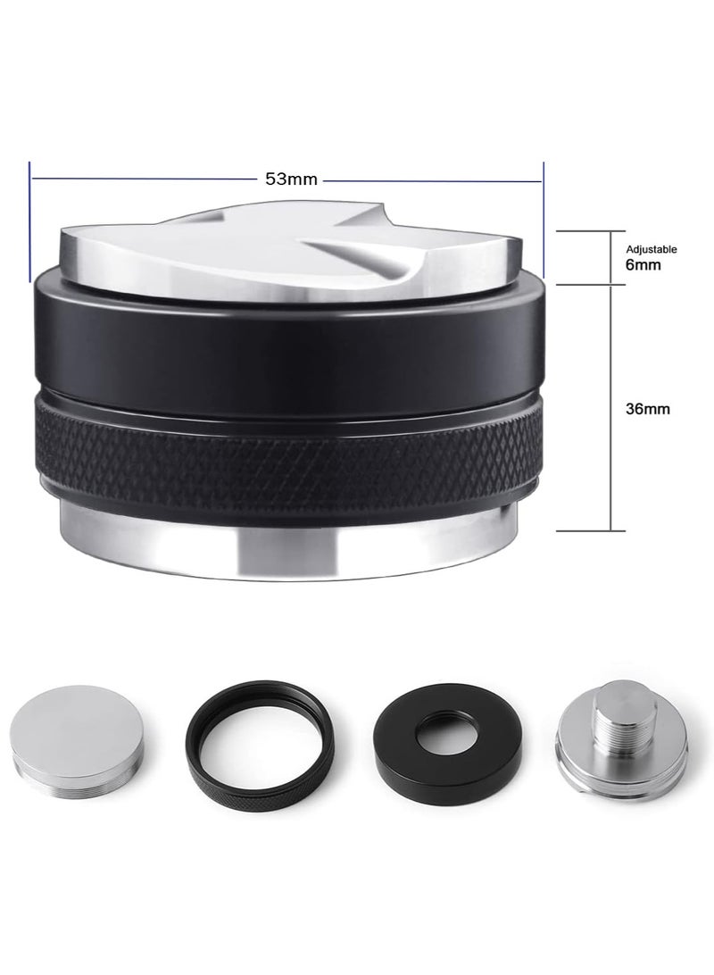 53mm Coffee Distributor and Tamper 2 in 1,Dual Head Coffee Leveler Adjustable Depth,Professional Espresso Hand Tampers - Image 3