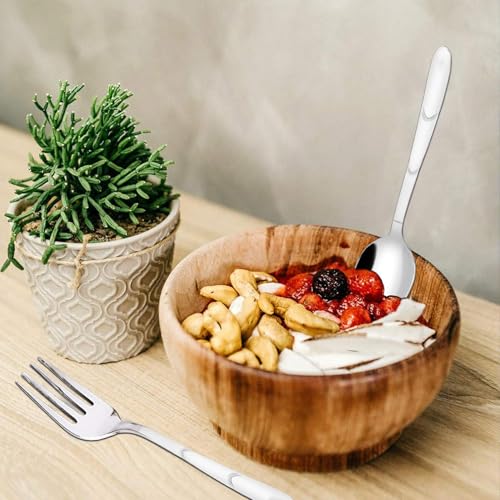 Parage 25 Pieces Blossom Premium Stainless Steel Cutlery Set for Home & Kitchen (Contains: 6 Table Spoons, 6 Forks, 6 Tea Spoons, 6 Soup Spoons, 1 Stand), Spoon Set for Dining Table Stylish, Silver - Image 2