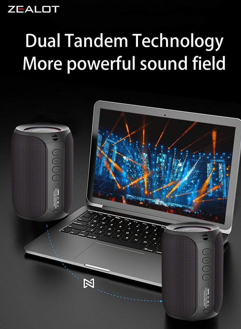 ZEALOT S32 Pro Bluetooth Speaker, Outdoor Portable Subwoofer Pure Sound Booming Bass,Loud Stereo Dual Pairing Speaker, AUX TF Card USB Connect, Mobile Phone/ Tablet/ TV/ Laptop