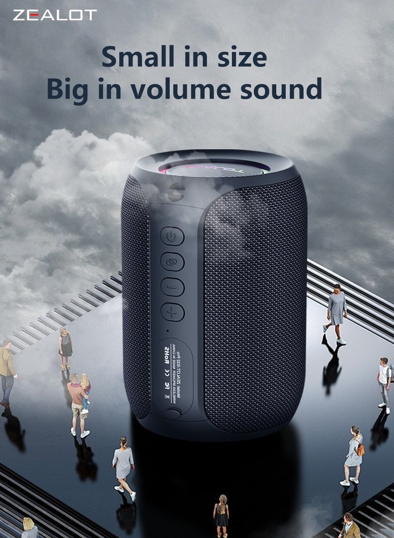 ZEALOT S32 Pro Bluetooth Speaker, Outdoor Portable Subwoofer Pure Sound Booming Bass,Loud Stereo Dual Pairing Speaker, AUX TF Card USB Connect, Mobile Phone/ Tablet/ TV/ Laptop