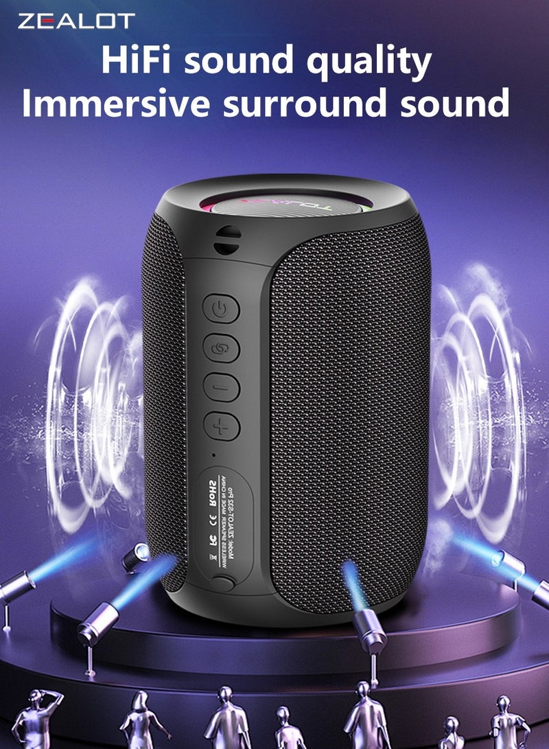 ZEALOT S32 Pro Bluetooth Speaker, Outdoor Portable Subwoofer Pure Sound Booming Bass,Loud Stereo Dual Pairing Speaker, AUX TF Card USB Connect, Mobile Phone/ Tablet/ TV/ Laptop