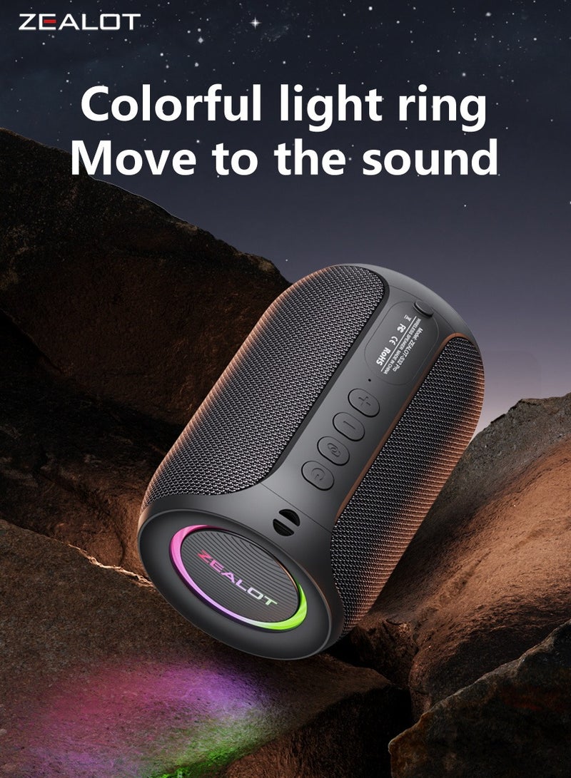 ZEALOT S32 Pro Bluetooth Speaker, Outdoor Portable Subwoofer Pure Sound Booming Bass,Loud Stereo Dual Pairing Speaker, AUX TF Card USB Connect, Mobile Phone/ Tablet/ TV/ Laptop