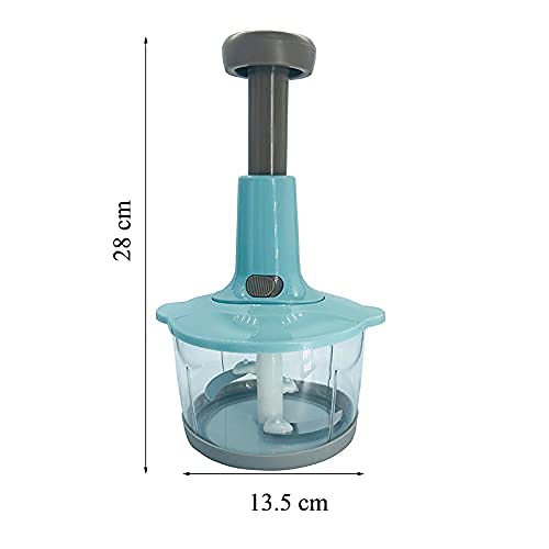 CELLEBII Multipurpose Push Chopper Quick Easy 6 Blades Manual HandPress Food and Vegetable Chopper and Mixer Multicolor - Image 2