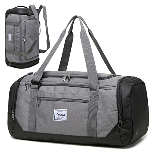 Laripwit Travel Duffle Bag for men 40L Medium Sports Gym Bag with Wet Pocket & Shoes Compartment Weekender Overnight Backpack for Traveling Duffel Bag Backpack for Women, Gray - Image 1