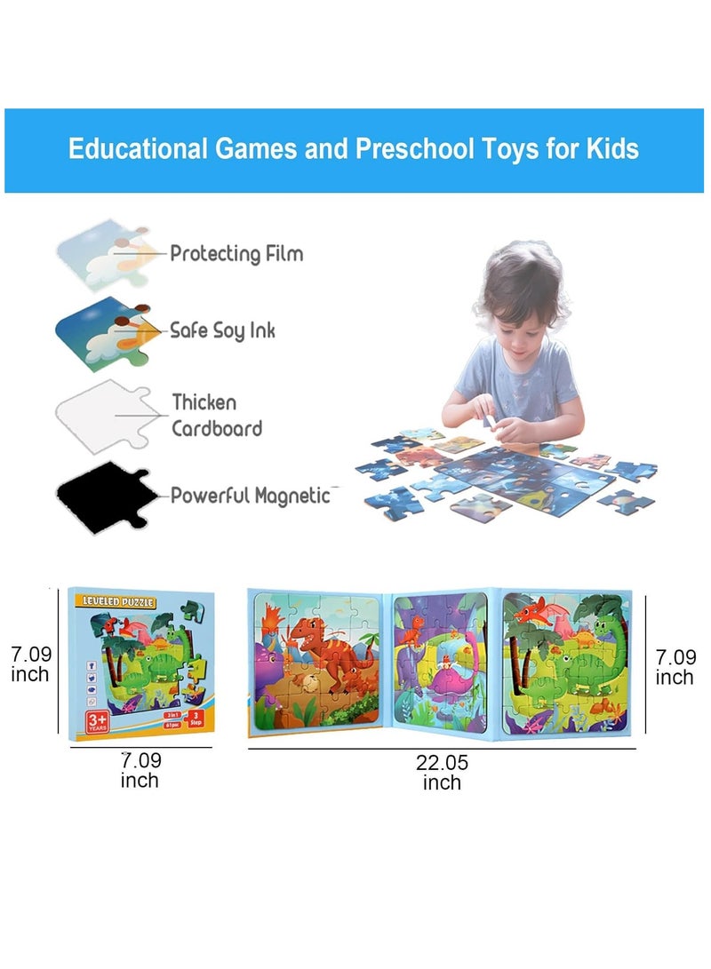 SOLARAE Magnetic Puzzles for Toddlers 4-8, Educational Games and Preschool Toys for Toddler, Ideal Gifts for Toddler, Puzzles Toys for 3 4 5 6 Year Old Boys and Girls (Dinosaur) - Image 4