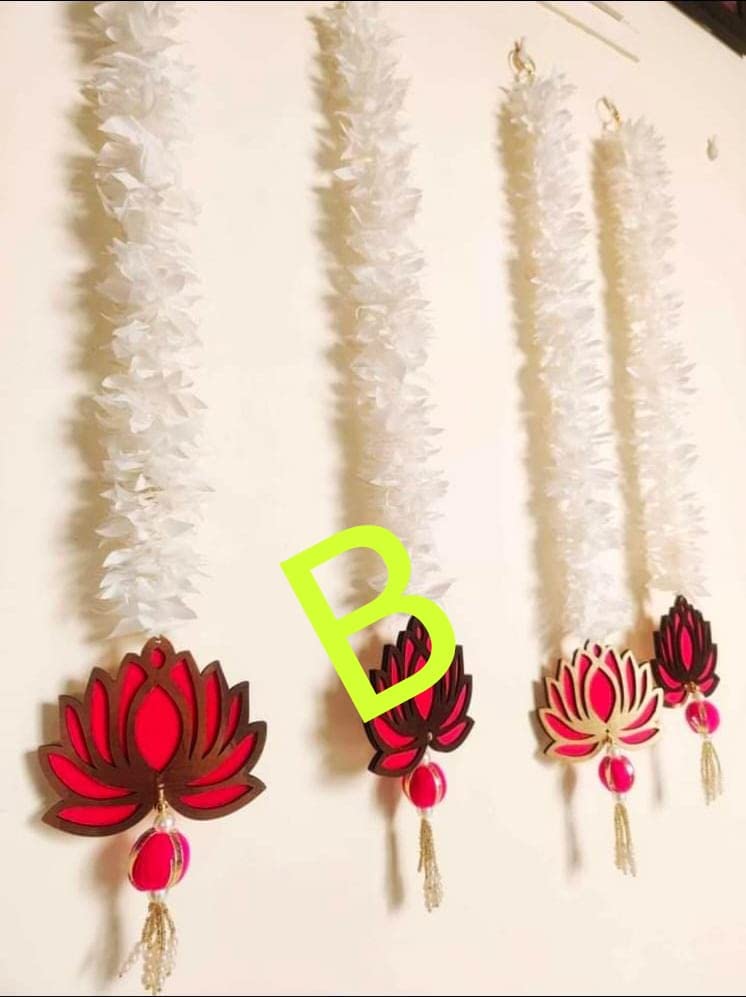 Nutts Handmade Wall Door String Toran Paper Gajra with Cardboard Lotus Lattu Strings Decoration Item for Home Dcor Diwali Festival Navratri Wedding
