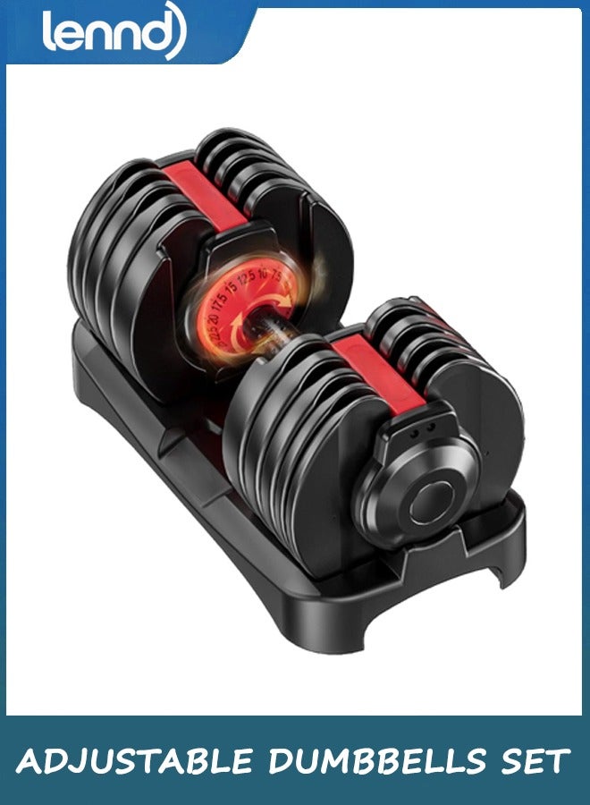 LENND Adjustable Dumbbells Set of 1,Free Weights Dumbbells Set,Adjustable Dumbbell Set,24KG 1set,15 in 1,for Men/Women Gym Equipment for Home Strength Training Equipment - Image 1