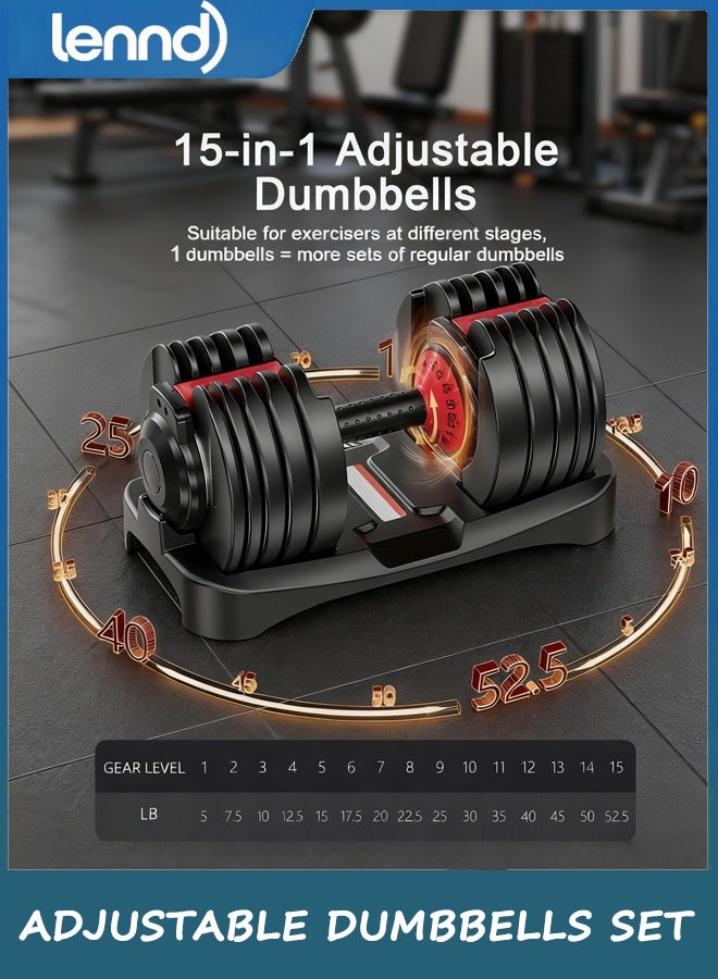LENND Adjustable Dumbbells Set of 1,Free Weights Dumbbells Set,Adjustable Dumbbell Set,24KG 1set,15 in 1,for Men/Women Gym Equipment for Home Strength Training Equipment - Image 3