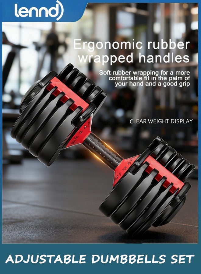 LENND Adjustable Dumbbells Set of 1,Free Weights Dumbbells Set,Adjustable Dumbbell Set,24KG 1set,15 in 1,for Men/Women Gym Equipment for Home Strength Training Equipment - Image 5