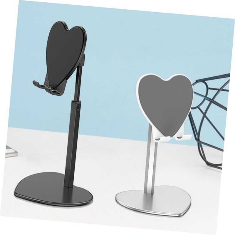 Heart Shaped Tablet Stand Flexible Metal Phone Support Bracket for Desk Durable Shockproof Design for Home Office Use Compatible with Ipad and Smartphones Silver - Image 4