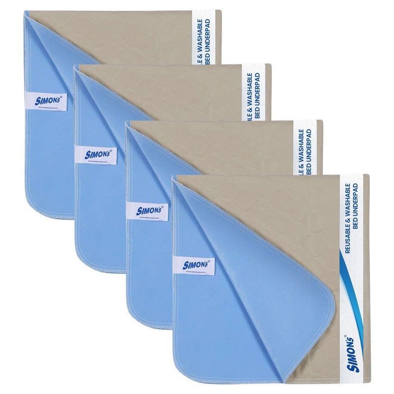 Simon's Simon’s Adult Reusable Classic Bed Underpad for Elderly, Heavy Absorbency Large Size 34 X 36 inches | Leak Proof 4 Layer Design Protects Surfaces for Incontinence Patients – Brown | Pack of 4 - Image 1