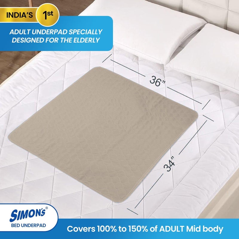 Simon's Simon’s Adult Reusable Classic Bed Underpad for Elderly, Heavy Absorbency Large Size 34 X 36 inches | Leak Proof 4 Layer Design Protects Surfaces for Incontinence Patients – Brown | Pack of 4 - Image 5