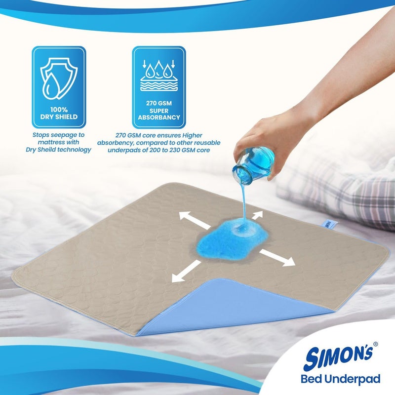 Simon's Simon’s Adult Reusable Classic Bed Underpad for Elderly, Heavy Absorbency Large Size 34 X 36 inches | Leak Proof 4 Layer Design Protects Surfaces for Incontinence Patients – Brown | Pack of 4 - Image 4