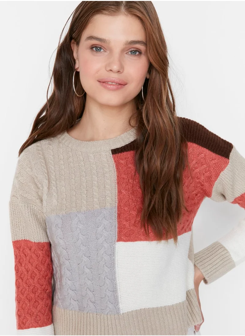 trendyol Color Block Knitted Sweater