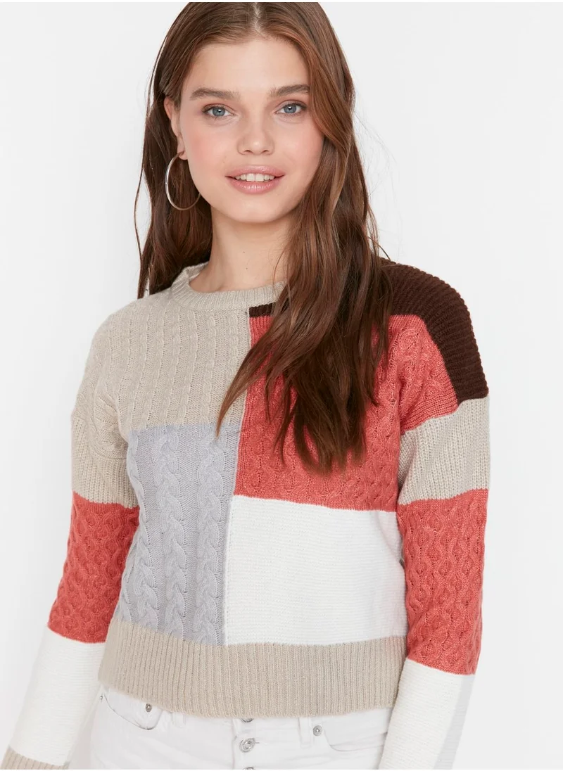 trendyol Color Block Knitted Sweater
