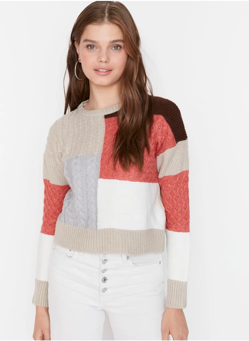 trendyol Color Block Knitted Sweater