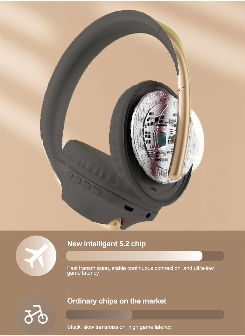 FlashHawk Over-Ear Bluetooth Wireless Headphone,3D Stereo Sound Gaming Headset, TF card/Wired/Wireless Mode Black Gold  - Image 4