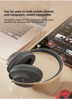 FlashHawk Over-Ear Bluetooth Wireless Headphone,3D Stereo Sound Gaming Headset, TF card/Wired/Wireless Mode Black Gold  - Image 2