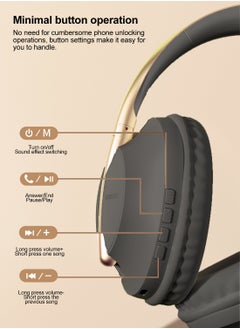 FlashHawk Over-Ear Bluetooth Wireless Headphone,3D Stereo Sound Gaming Headset, TF card/Wired/Wireless Mode Black Gold  - Image 3