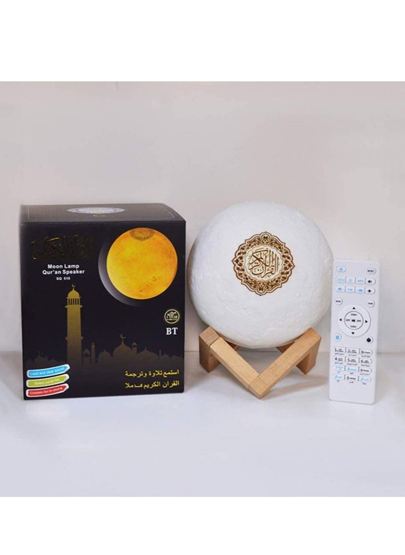 7-Colors 3D Moonlight Quran Speaker Coran Player Wireless Bluetooth Press Lamp LED Nigt Moon Lamp Quran Speaker