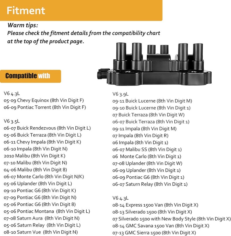 NPAUTO حزمة ملف الإشعال NPAUTO لمحركات V6 - متوافقة مع طرازات شيفروليه، بونتياك، وبويك - Image 4