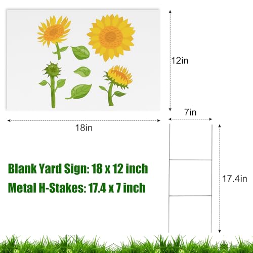 Newflager 6 Pack 18 x 12 Inches White Corrugated Plastic Yard Sign with Metal Stakes for Birthday, Real Estate Garage Sale Signs, Rent, Guidepost Decorations - Image 2