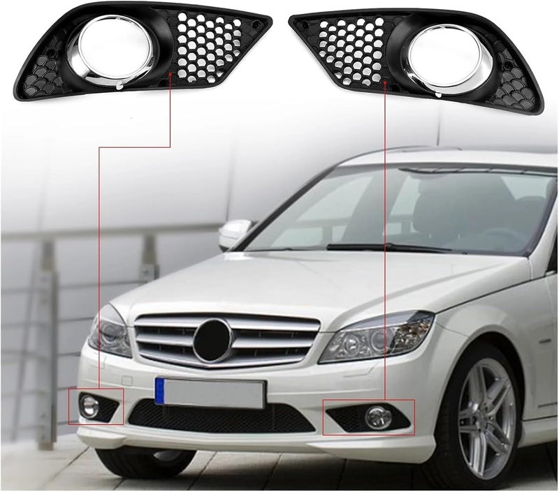 مجموعة شبكات أضواء الضباب للمصد الأمامي متوافقة مع سيارة مرسيدس بنز من طراز C-Class W204 (2008-2010)، رقم القطعة: A2048850353 وA2048850253 - Image 2
