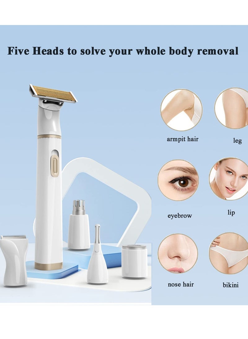 KASTWAVE Womens Electric Razor, 5 in 1 Electric Lady Shaver Bikini Trimmer for Women Pubic Hair, Hair Removal Wet&Dry Painless Shaver for Legs Underarms Eyebrow Lip Face Nose and Bikini Line Razor - Image 2