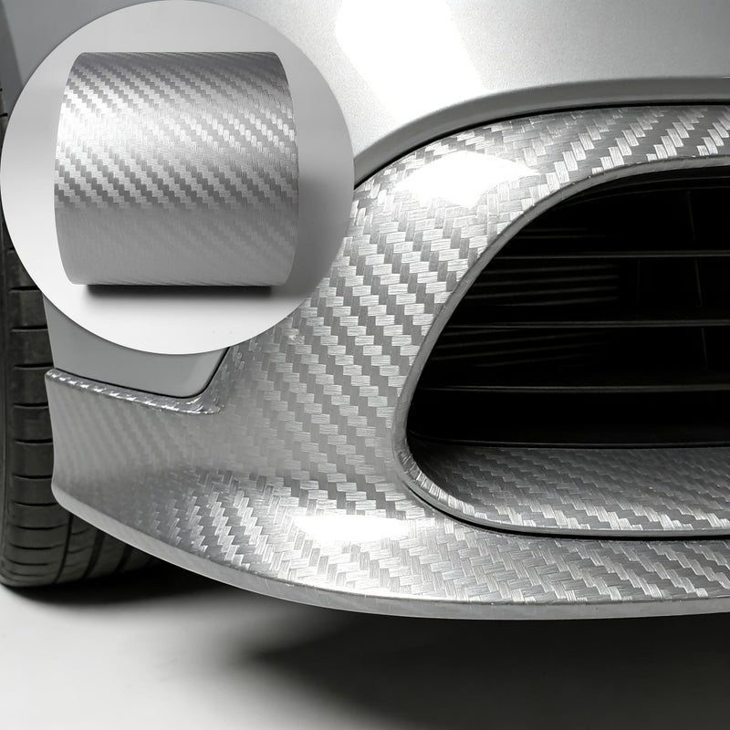 1 3 Pieces Silvery Gray Carbon Fiber Texture Scratch Resistant Protective Film For Bike Frame Fork Down Tube Car Surface Camera Phone Toolbox Furniture Thin Durable Cut To Size Decorative Sticker - Image 1