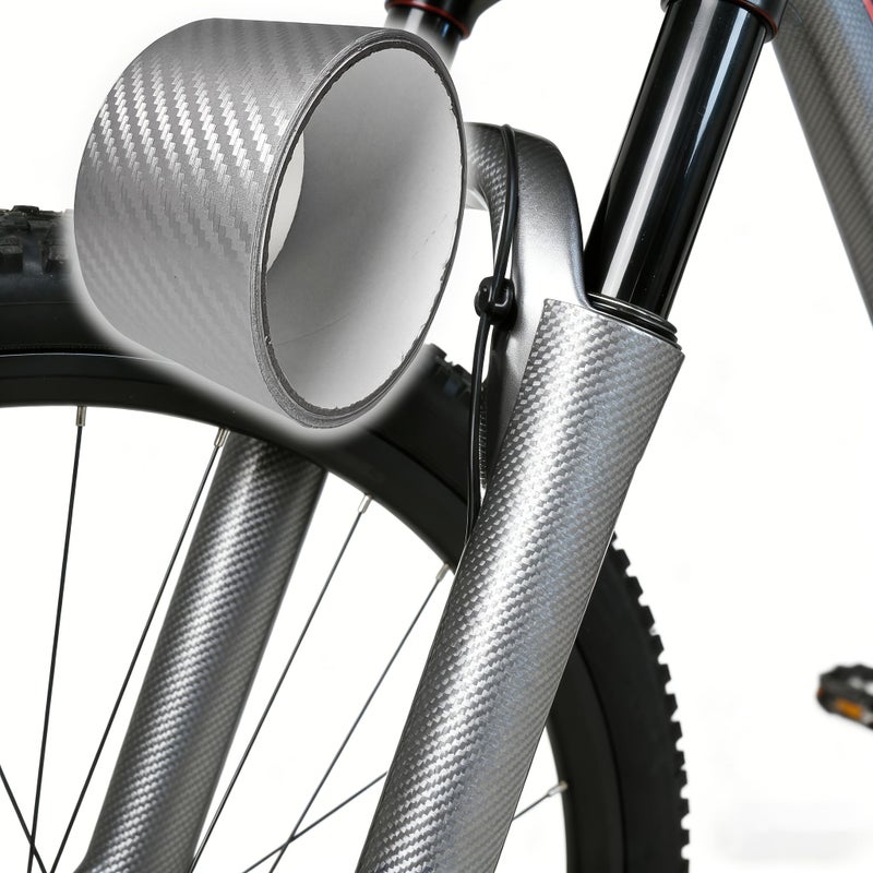 1 3 Pieces Silvery Gray Carbon Fiber Texture Scratch Resistant Protective Film For Bike Frame Fork Down Tube Car Surface Camera Phone Toolbox Furniture Thin Durable Cut To Size Decorative Sticker - Image 4