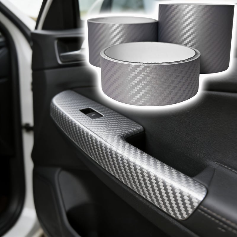 1 3 Pieces Silvery Gray Carbon Fiber Texture Scratch Resistant Protective Film For Bike Frame Fork Down Tube Car Surface Camera Phone Toolbox Furniture Thin Durable Cut To Size Decorative Sticker - Image 3