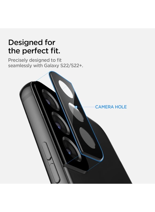 واقي عدسة الكاميرا لموبايل جالكسي اس 22 / اس 22 بلس (Galaxy S22/S22 Plsu)، زجاج مقوى بدرجة صلابة 9، مضاد للخدش، مناسب للجراب، لا يؤثر على اللقطات الليلية، شفاف HD - Image 2